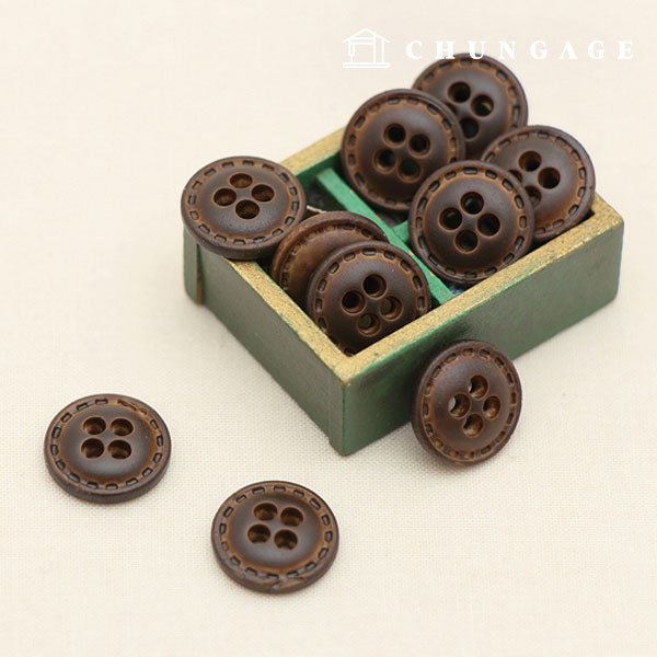 Plastic coat button dress shirt Suit Blouse simple stitch button 11mm Brown 71386
