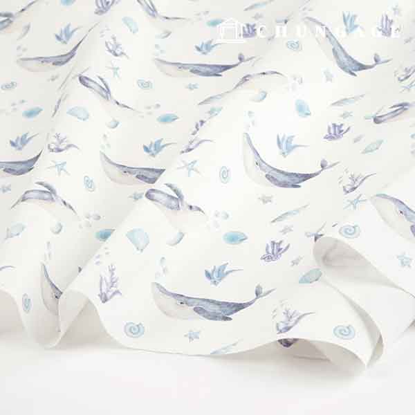 Oxford fabric cotton 20 count eco-friendly DTP Wide Width Whale's Swimming MOX1393