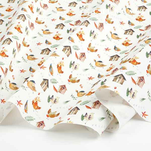 Oxford fabric cotton 20 count eco-friendly DTP Wide Width Cabin Bird MOX1411