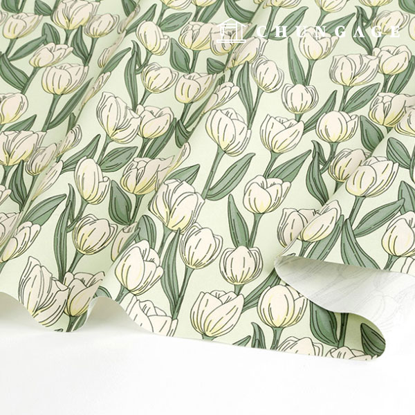 Oxford fabric cotton 20 count eco-friendly DTP Wide Width Big Tulip Yellow green MOXJP1277