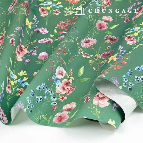 Oxford fabric cotton 20 count eco-friendly DTP Wide Width Wildflower Poem Green MOX1424