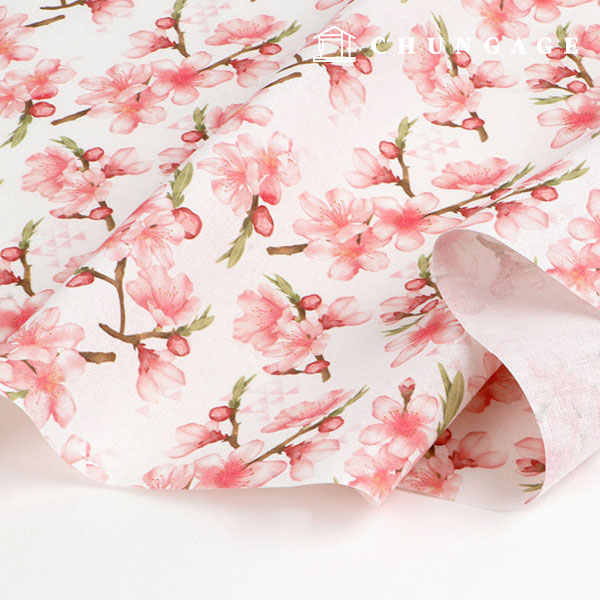 Linen Fabric Cotton Linen 11 count Eco-friendly E-DTP Cotton Linen Wide Width Cherry Blossom MLYS1260