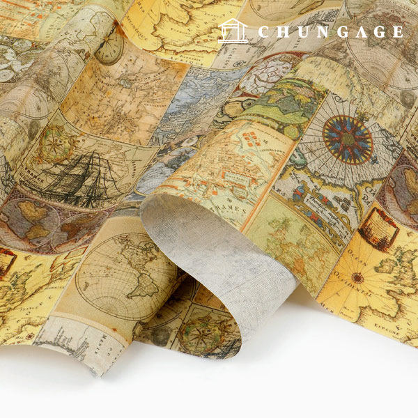 Linen Fabric Cotton Linen 11 count Eco-friendly E-DTP Cotton Linen Wide Width Vintage Map MLYS1271