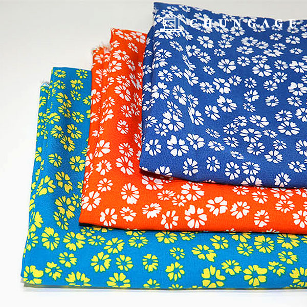 rayon fabric, silk fabric, wide width, floral pattern, flower, simple flower, 3 types