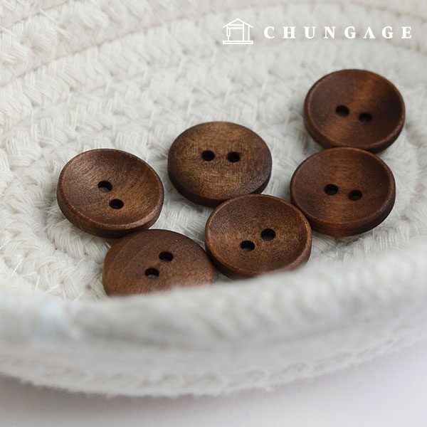 Vintage Wood Coat Bag Props Wooden Button Round Concave Wooden Button 18mm Matte Brown 59082