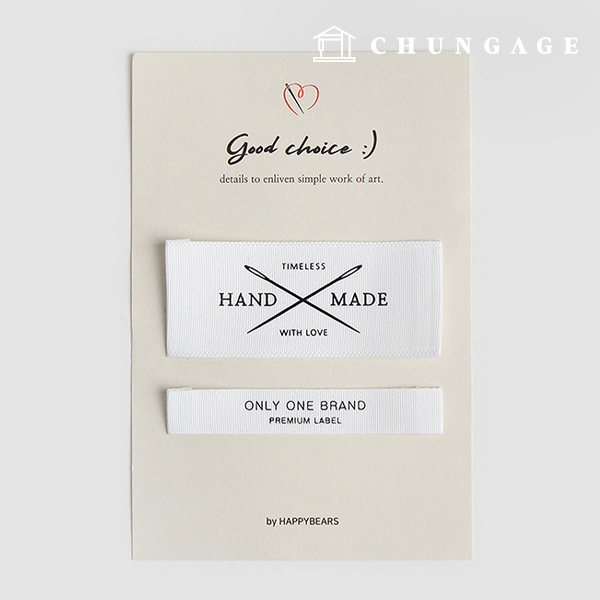 Cotton blend label double folded label primium handmade White 41260