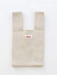 Knit Mini Hand Bag Check Knit Bag Wrist Bag Tote Bag Plain Beige