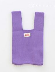 Knit Mini Hand Bag Check Knit Bag Wrist Bag Tote Bag Plain Purple