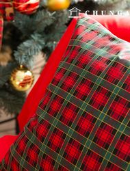 Check Fabric Christmas cotton Oxford fabric Winter Vintage Check Fabric Winter Cherry Green Red