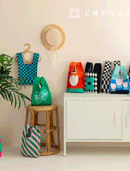 Knit Mini Hand Bag Check Knit Bag Wrist Bag Tote Bag