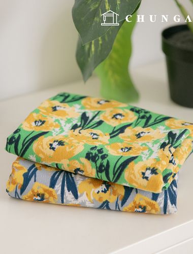 Corduroy Fabric Span 16W Corduroy Fabric Flower Wide Width Winter Fabric Golden Flow 2 types