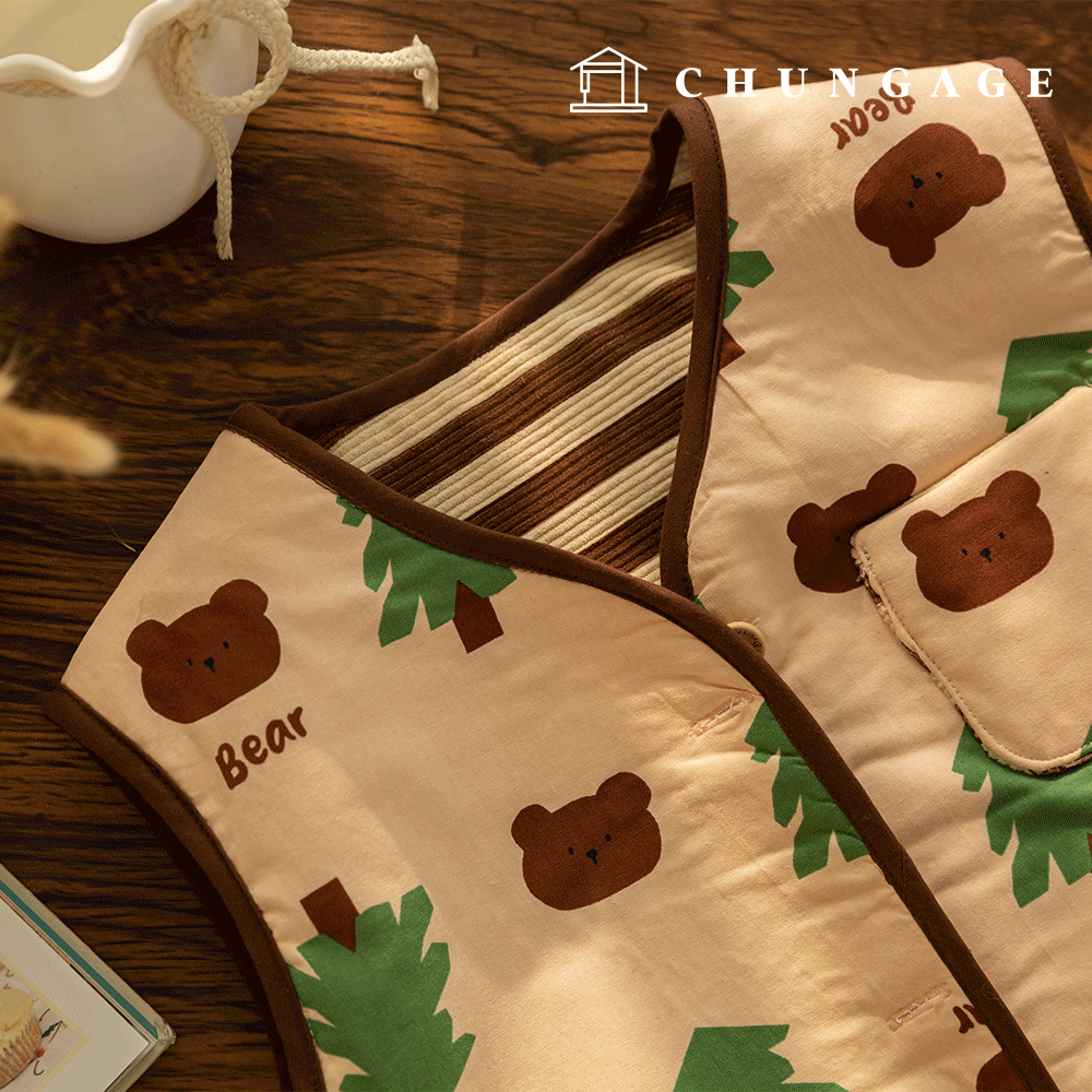 Cotton Teddy Bear Fabric 20 count Wood Bear 419