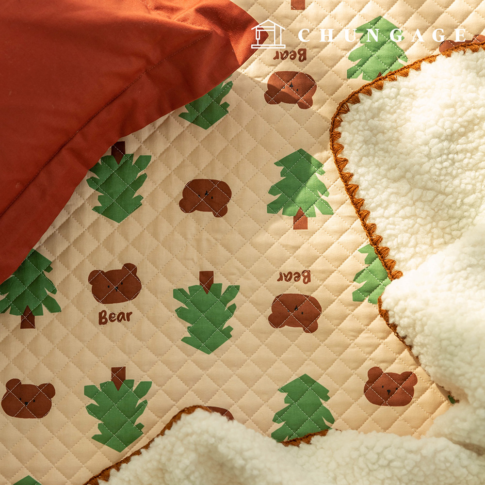 Quilted Fabric cotton teddy bear Fabric 20 count wood bear