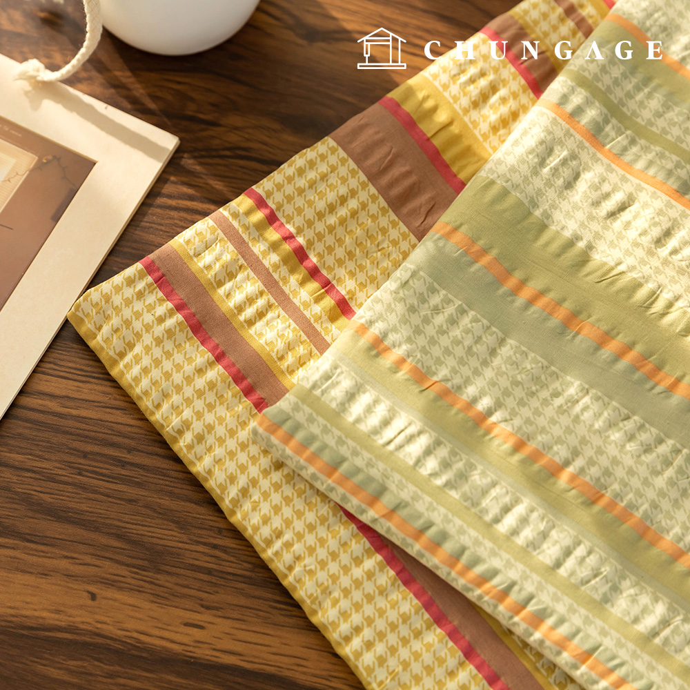 Cotton Check Fabric Vintage Stripe Houndstooth Check Fabric Yuli 2 types