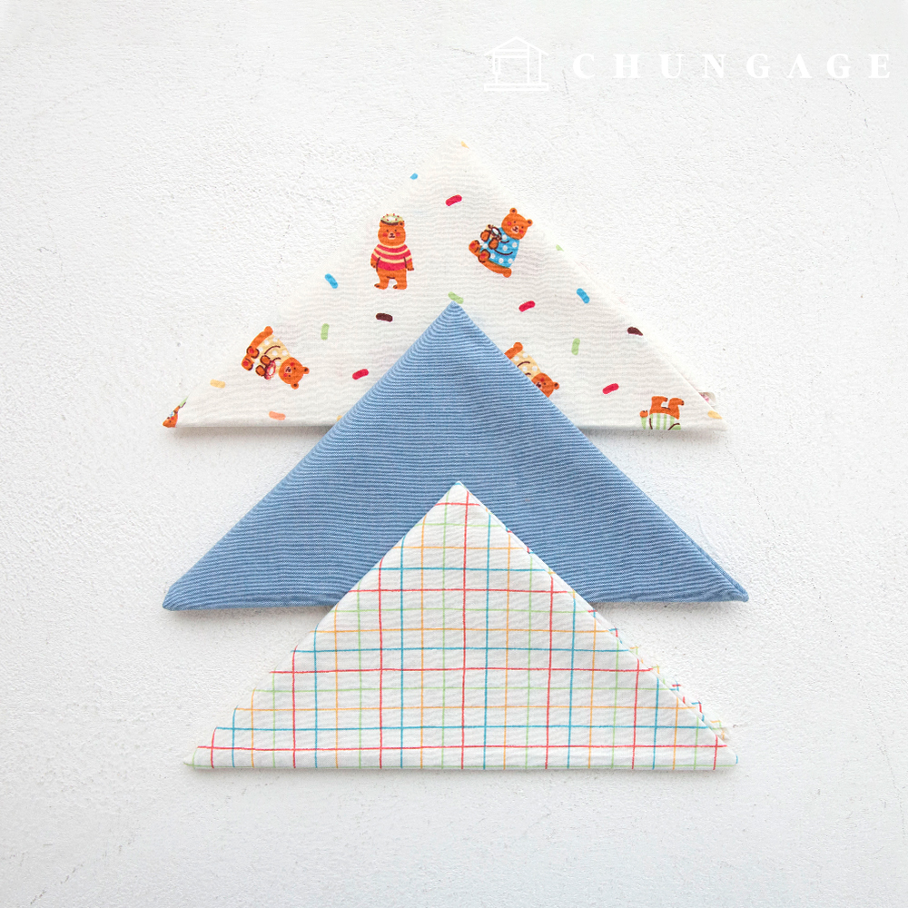fabric package animal check scrap fabric teddy bear blue piece of cloth 3 types 089