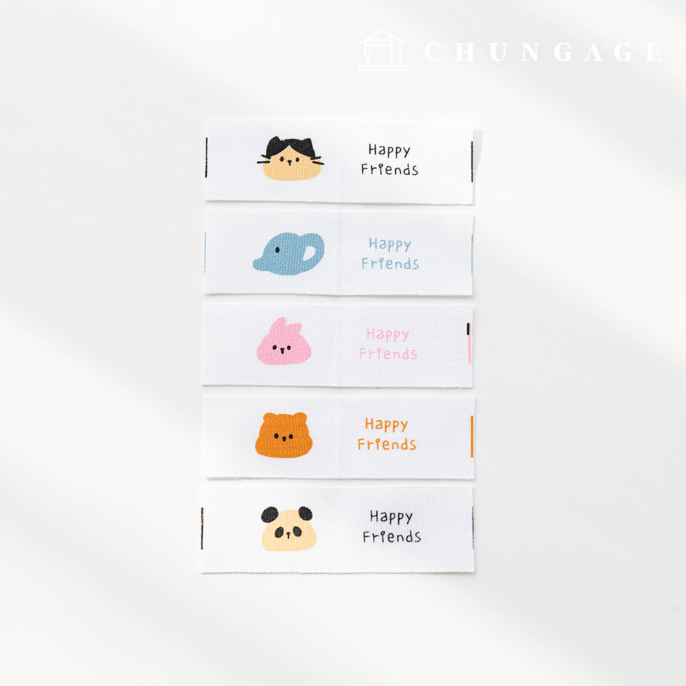 Cotton Label Insert Label Happy Animal 5 Types Set