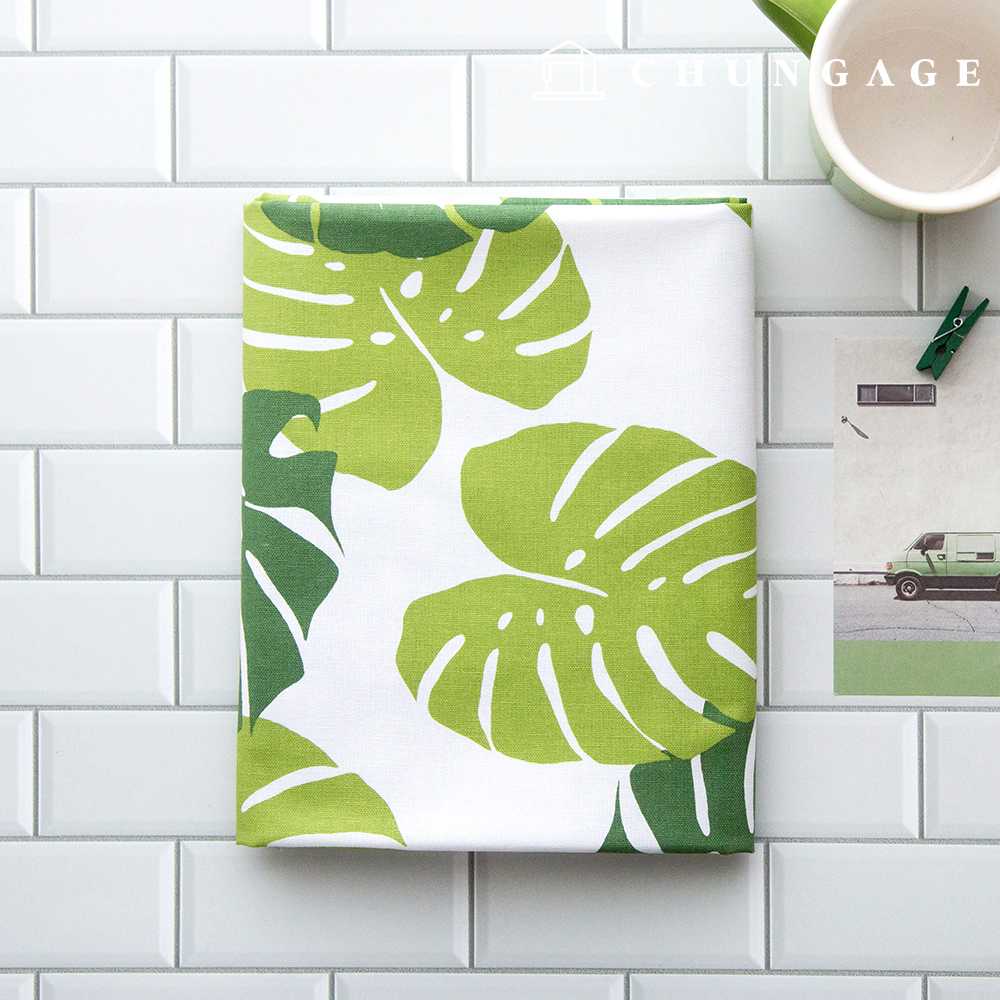 cotton oxford fabric leaf Fabric tropical monstera