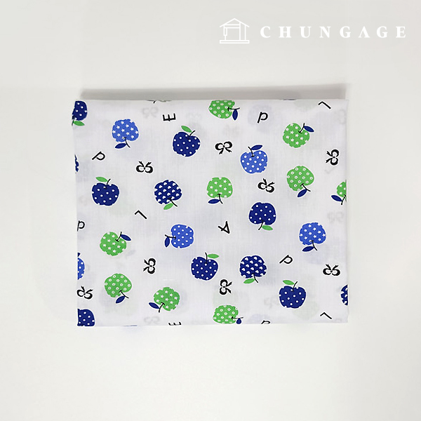 Cotton Blended Fabric Alphabet Apple Fabric Alphabet Apple Blue