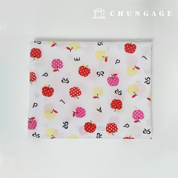 Cotton Blended Fabric Alphabet Apple Fabric Alphabet Apple Red