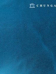 Artificial leather fabric, embossed leather material, eco-friendly synthetic leather, waterproof cloth, off-leather, glossy blue, Hanma