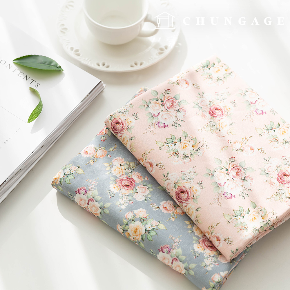 Cotton Oxford Fabric Flower Pattern Flower Fabric Wide Width Feather Rose 2 types