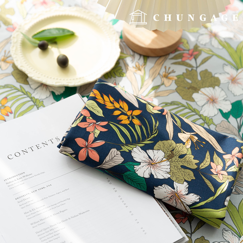 Cotton Oxford Fabric Flower Pattern Flower Fabric Forest Hibiscus 2 types