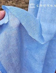 Linen Fabric Washing Check Linen Fabric 40 count Wide Width Sky Blue Check