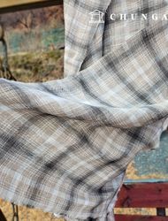 Linen Fabric Washing Check Linen Fabric 40 count Wide Width Oatmeal Square