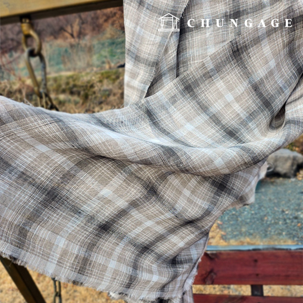 Linen Fabric Washing Check Linen Fabric 40 count Wide Width Oatmeal Square