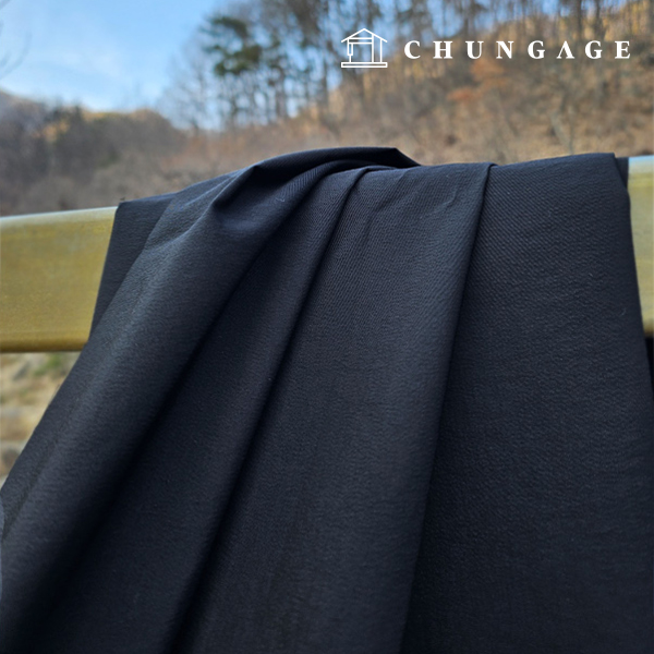 Nylon Fabric Windbreak Plain Washa Jagged Black