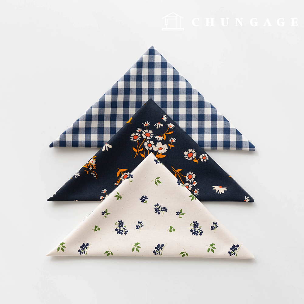 Fabric package Flower scrap fabric floral check fabric Doll puppy clothes making 3 types 189