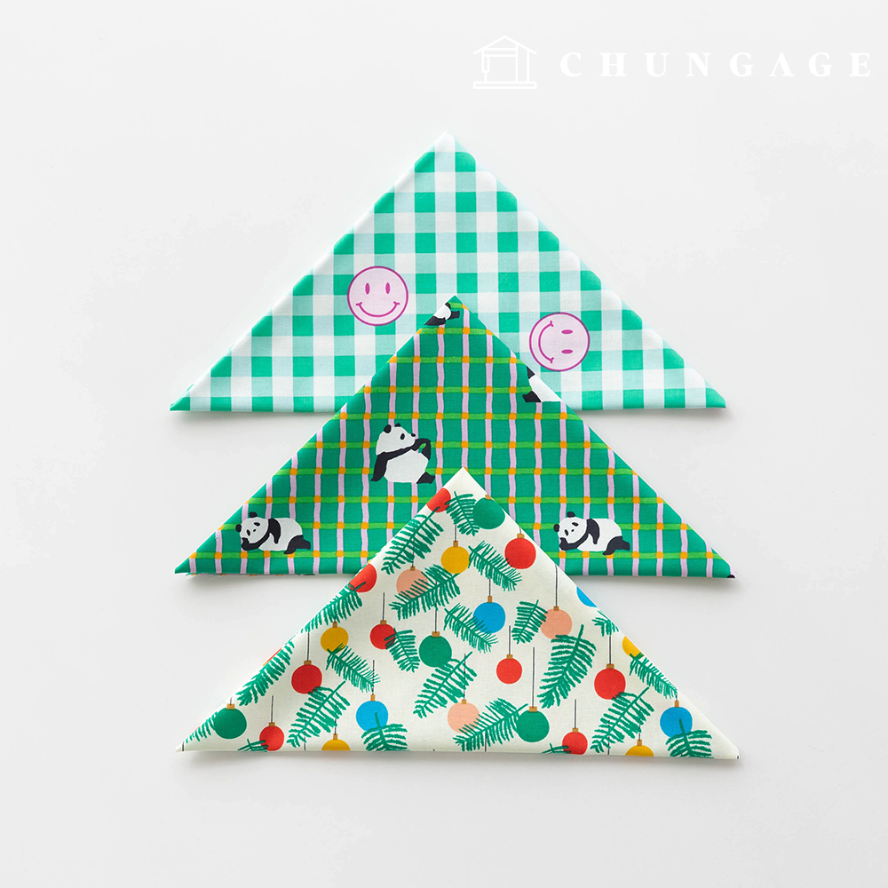 Fabric package Teddy bear scrap fabric leaf checkered fabric Doll puppy clothes making 3 types 196