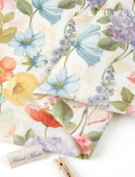 Linen fabric Cotton Linen 11 count Eco-friendly E-DTP Cotton Wide Width Queen Flora Yellow MLJP1293