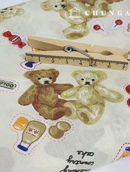 Cotton Blend Teddy Bear Fabric Cherry Bear