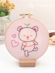 Punch Needle French Embroidery Package DIY Set Emotional Animal Christmas Ajang Ajang Bear