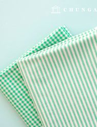 Check Fabric cotton Melange pre-dyed check fabric Stripe 4mm petit milk Green 1 yard