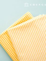 Check Fabric cotton Melange pre-dyed check fabric Stripe 4mm petit milk Yellow 1 yard