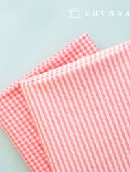 Check Fabric cotton Melange pre-dyed check fabric Stripe 4mm petite milk flower pink 1 yard