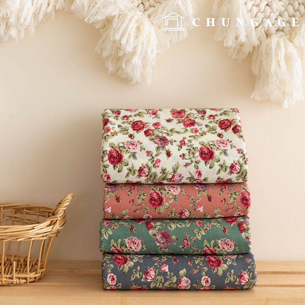 Cotton fabric flower pattern Flower Fabric 20 count Wide Width Antique Rose 4 types