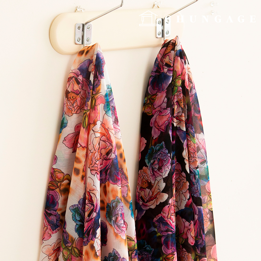 Chiffon Fabric DTP Floral Wide Width Chiffon Poly Fabric 19 Urban Rose 2 Types