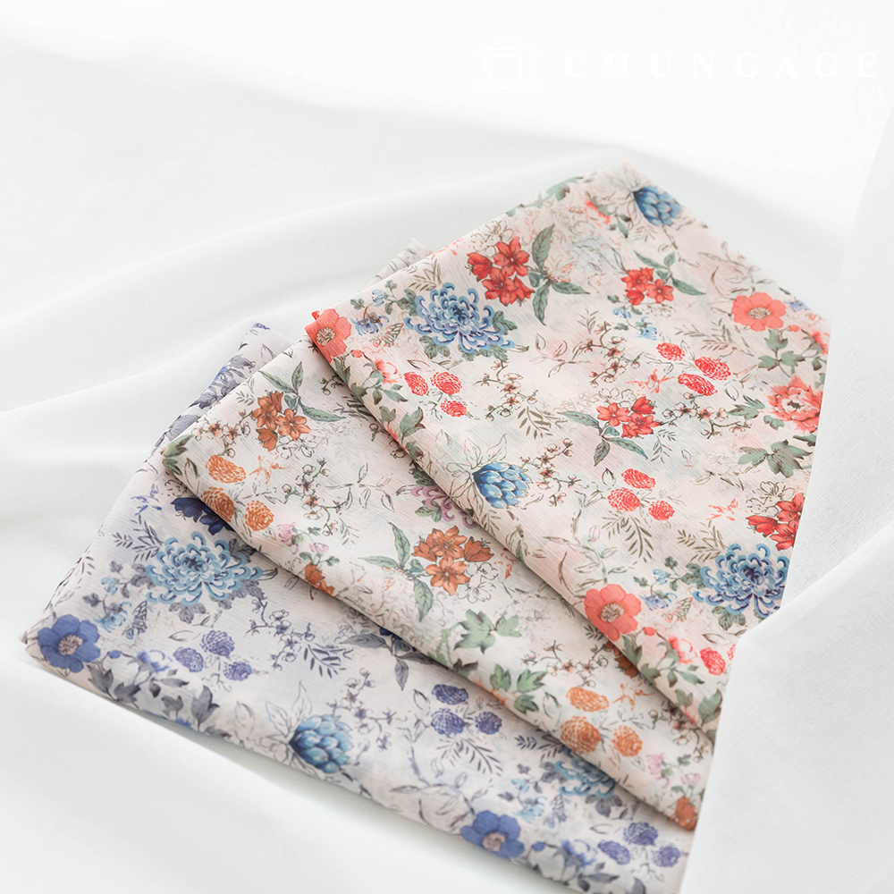 Chiffon Fabric DTP Floral Wide Width Chiffon Poly Fabric 20 Autumn Wildflowers 3 Types