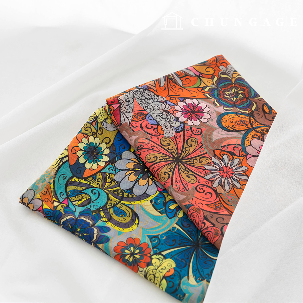 Chiffon Fabric DTP Floral Paisley Wide Width Chiffon Poly Fabric 22 Sinensis 2 Types