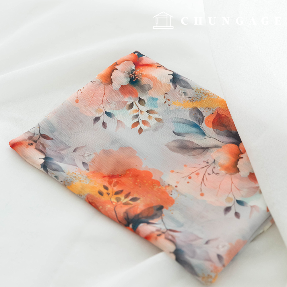 Chiffon Fabric DTP Floral Wide Width Chiffon Poly Fabric 24 Fog