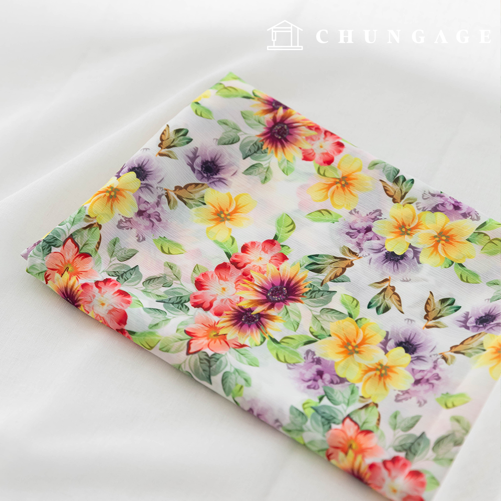 Chiffon Fabric DTP Floral Wide Width Chiffon Poly Fabric 25 Daffodil