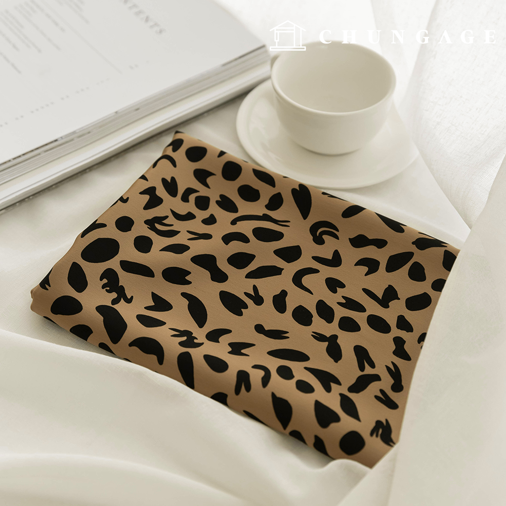 Poly fabric Leopard Satin Satin Fabric Golden Crema