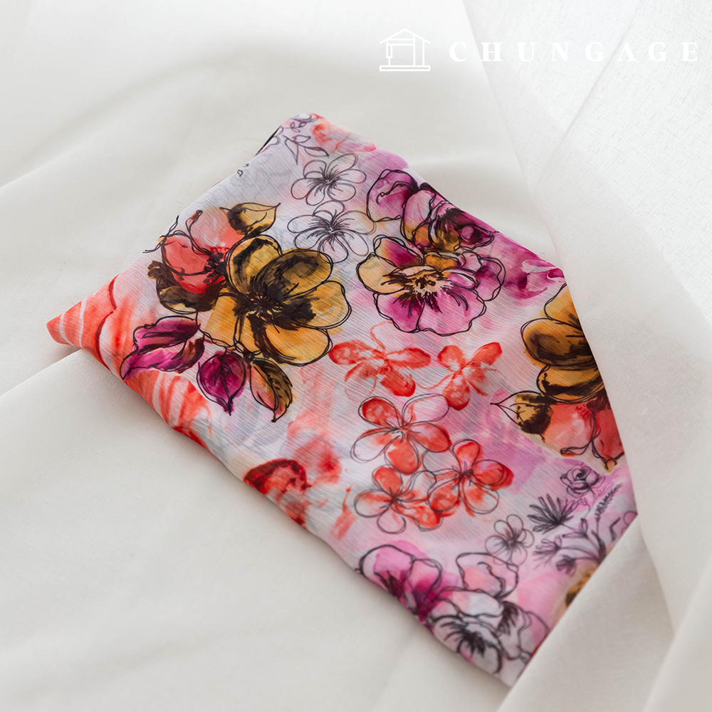 Chiffon Fabric DTP Floral Wide Width Chiffon Poly Fabric 39 Burdock