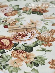 cotton oxford fabric 20 count Flower pattern Fabric Fiance Brown