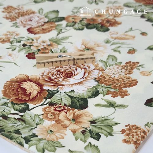 cotton oxford fabric 20 count Flower pattern Fabric Fiance Brown