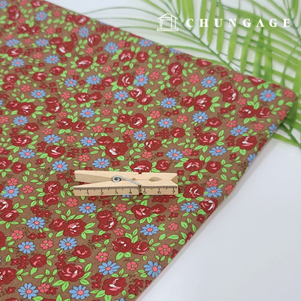 Cotton Oxford Fabric Flower Pattern Fabric Etoile Brown