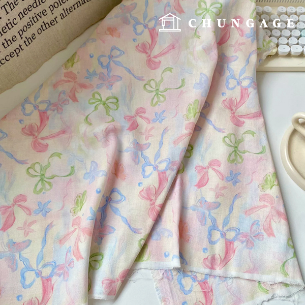 Double Gauze Fabric Cotton Bowknot Fabric Wide Width Luna Bowknot